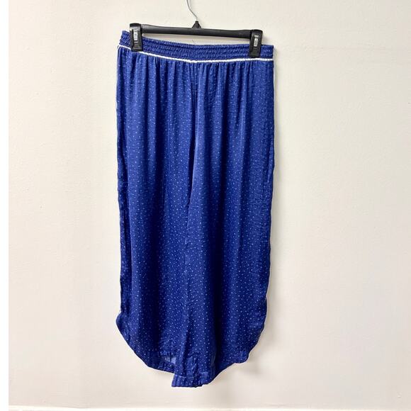 Free People Polka Dot Pull On High Waisted Wide Leg Pants Blue Women's Size S - Picture 1 of 4